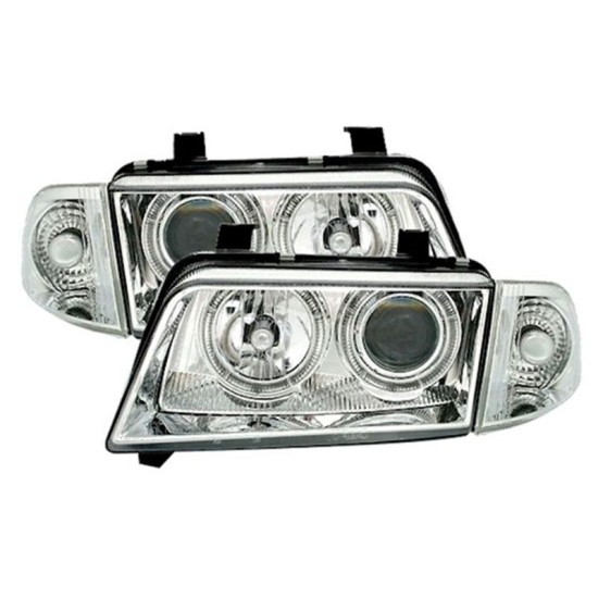 Μπροστινά Φανάρια Set Για Audi A4 B5 94-98 Angel Eyes Χρωμίου H7/H7 Depo
