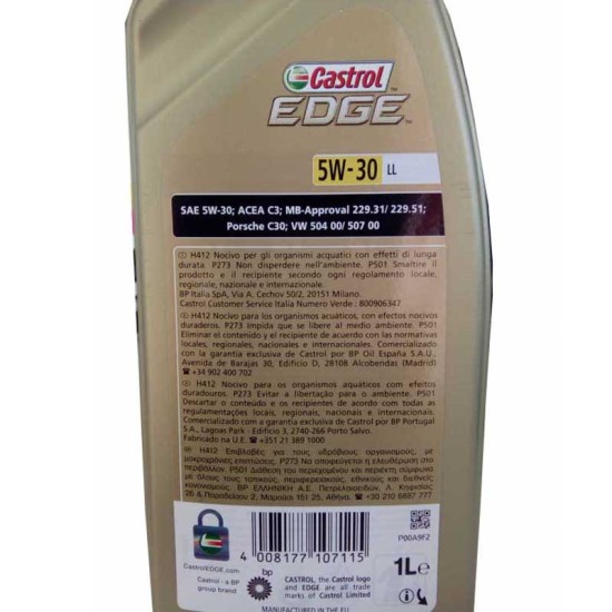 Λάδι - Λιπαντικό Κινητήρα Castrol Edge 5W-30 LL Full Synthetic 1 Lt