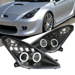 Μπροστινά Φανάρια Set Για Toyota Celica T230 99-05 Angel Eyes & Led Μαύρα H3/H1 Manual Junyan Μπροστινά Φανάρια Set Για Toyota Celica T230 99-05 Angel Eyes & Led Μαύρα H3/H1 Manual Junyan