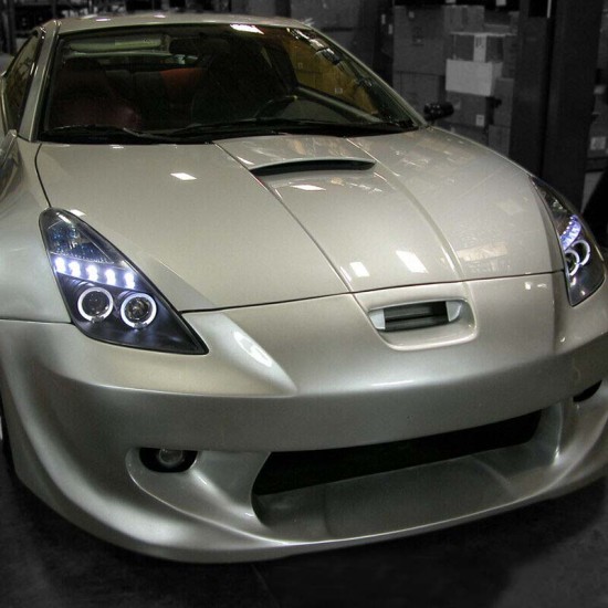 Μπροστινά Φανάρια Set Για Toyota Celica T230 99-05 Angel Eyes & Led Μαύρα H3/H1 Manual Junyan