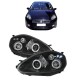 Μπροστινά Φανάρια Set Για Grande Punto 05-08 Angel Eyes & Led Μαύρα H1/H1 JunYan