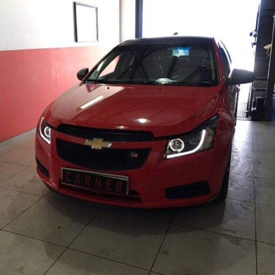 Μπροστινά Φανάρια Set Για Chevrolet Cruze 09-12 Tube DRL Μαύρα H7/H1 Manual Sonar