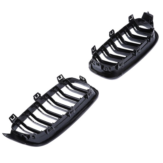 Καρδιές Μάσκας Για Bmw 3 F30 / F31 11-18 M4 Look Με Διπλή Γρίλια Μαύρο Γυαλιστερό Με 2 Τεμάχια
