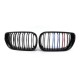 Καρδιές Μάσκας Για Bmw 3 E46 02-05 Sedan/Touring M4 Look Με Διπλή Γρίλια Tri-Color Μαύρο Γυαλιστερό 2 Τεμάχια