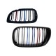 Καρδιές Μάσκας Για Bmw 3 E46 02-05 Sedan/Touring M4 Look Με Διπλή Γρίλια Tri-Color Μαύρο Γυαλιστερό 2 Τεμάχια