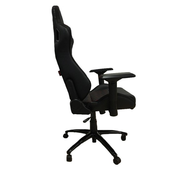Κάθισμα Bucket RS Gaming Chair Δερματίνη - Suede Μαύρο Με Κόκκινες Ραφές Καπιτονέ 1 Τεμάχιο Carner 2039