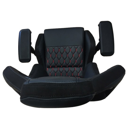 Κάθισμα Bucket RS Gaming Chair Δερματίνη - Suede Μαύρο Με Κόκκινες Ραφές Καπιτονέ 1 Τεμάχιο Carner 2039