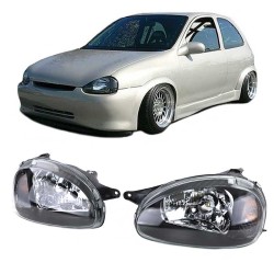 Μπροστινά Φανάρια Set Για Opel Corsa B 93-00 Clear Glass Μαύρα H4 Depo Μπροστινά Φανάρια Set Για Opel Corsa B 93-00 Clear Glass Μαύρα H4 Depo