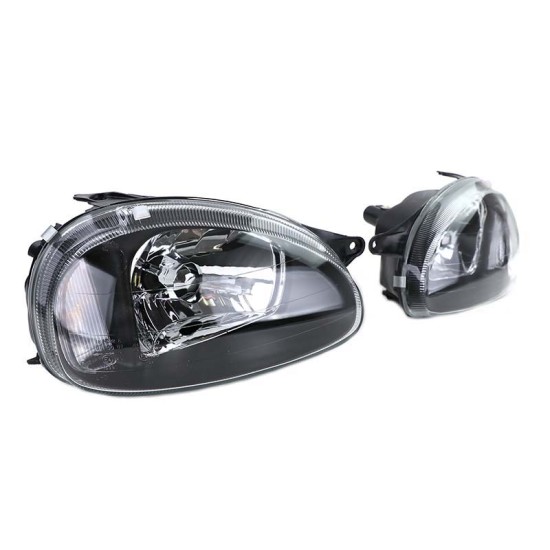 Μπροστινά Φανάρια Set Για Opel Corsa B 93-00 Clear Glass Μαύρα H4 Depo