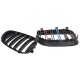 Καρδιές Μάσκας Για Bmw 5 E60 03-11 M4 Look Με Διπλή Γρίλια Tri-color / Μαύρο Γυαλιστερό 2 Τεμάχια