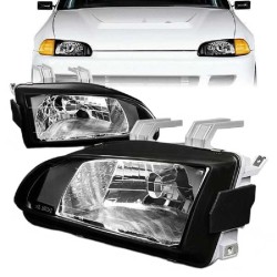 Μπροστινά Φανάρια Set Για Honda Civic 91-95 2D/3D Μαύρα Clear H4 Manual Depo Μπροστινά Φανάρια Set Για Honda Civic 91-95 2D/3D Μαύρα Clear H4 Manual Depo