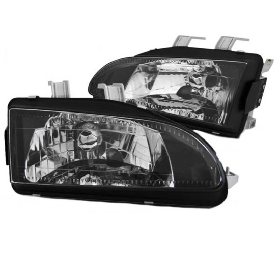Μπροστινά Φανάρια Set Για Honda Civic 91-95 2D/3D Μαύρα Clear H4 Manual Depo