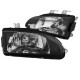 Μπροστινά Φανάρια Set Για Honda Civic 91-95 2D/3D Μαύρα Clear H4 Manual Depo