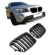 Καρδιές Μάσκας Για Bmw X1 E84 09-14 M4 Look Με Διπλή Γρίλια Μαύρο Γυαλιστερό 2 Τεμάχια