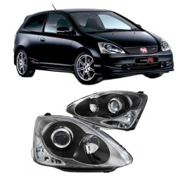 Μπροστινά Φανάρια Set Για Honda Civic 01-06 Hatchback Projectors Type-R Look Μαύρα H1/HB3 Manual Depo Μπροστινά Φανάρια Set Για Honda Civic 01-06 Hatchback Projectors Type-R Look Μαύρα H1/HB3 Manual Depo