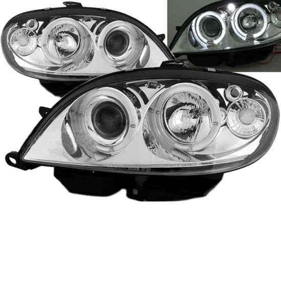 Μπροστινά Φανάρια Set Για Citroen Saxo 00-04 Angel Eyes Χρωμίου H1/H1 Sonar