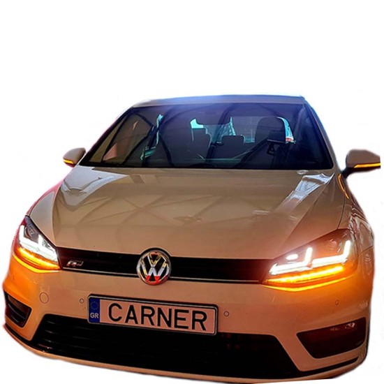 Μπροστινά Φανάρια Set Για Vw Golf VII (7) 12-17 DRL Full Led Halogen Version Black LEDHL103-BK Osram Ledriving