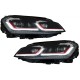 Μπροστινά Φανάρια Set Για Vw Golf VII (7) 12-17  Look 7.5 GTI Μαύρα/ Κόκκινη Γραμμή H7 Με Μοτέρ Carner