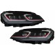Μπροστινά Φανάρια Set Για Vw Golf VII (7) 12-17  Look 7.5 GTI Μαύρα/ Κόκκινη Γραμμή H7 Με Μοτέρ Carner