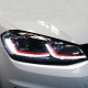 Μπροστινά Φανάρια Set Για Vw Golf VII (7) 12-17  Look 7.5 GTI Μαύρα/ Κόκκινη Γραμμή H7 Με Μοτέρ Carner