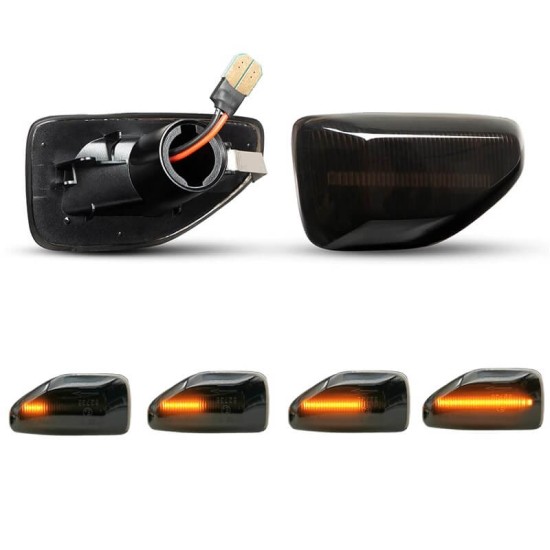 Πλαϊνά Φλας Φτερού Για Dacia Sandero 12+ / Duster 17+ / Logan 12+ Led Dynamic Φιμέ 2 Τεμάχια