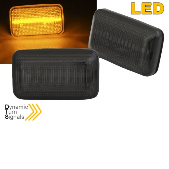 Πλαϊνά Φλας Φτερού Για VW Golf 1 / 2 74-91 / Jetta 84-91 / Corrado 88-95 Led Dynamic Φιμέ 2 Τεμάχια