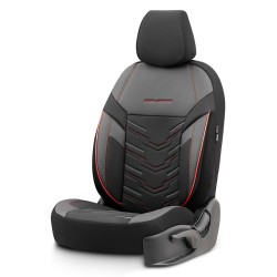 Καλύμματα Αυτοκινήτου Otom Reflective Design Universal Jacquard / Rachel / Δερματίνη Σετ Εμπρός / Πίσω 11 Τεμαχίων Μαύρο Με Κόκκινη Ραφή RFL-2601