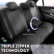 Καλύμματα Αυτοκινήτου Otom Infinity Design Universal Sued / Δερματίνη Καπιτονέ / Rachel Σετ Εμπρός / Πίσω 11 Τεμαχίων Μαύρο Με Κόκκινη Ραφή INF-2002