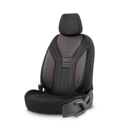 Καλύμματα Αυτοκινήτου Otom Infinity Design Universal Sued / Δερματίνη Καπιτονέ / Rachel Σετ Εμπρός / Πίσω 11 Τεμαχίων Μαύρο Με Κόκκινη Ραφή INF-2002