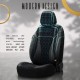 Καλύμματα Αυτοκινήτου Otom Emperor Design Universal Sued / Rachel / Δερματίνη Καπιτονέ Σετ Εμπρός / Πίσω 11 Τεμαχίων Μαύρο Με Μπλε Κέντημα EMP-603