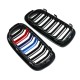 Καρδιές Μάσκας Για Bmw X5 F15 / X6 F16 13-18 M4 Look Με Διπλή Γρίλια Tri-Color Μαύρο Γυαλιστερό 2 Τεμάχια