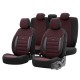 Καλύμματα Αυτοκινήτου Otom Sport Plus Design Universal Βαμβακερό Ύφασμα / Rachel / Δερματίνη Σετ Εμπρός / Πίσω 11 Τεμαχίων Μαύρο Με Μπορντό SPTPLS-103