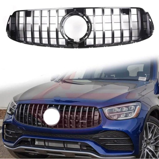 Μάσκα Για Mercedes-Benz GLC-Class X253 19+ Facelift GTR Panamericana Design Μαύρο/Χρώμιο