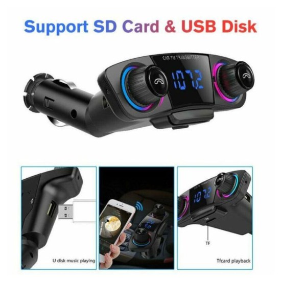 FM Transmitter M20 Με Bluetooth 2 USB Οθόνη LCD 12-24 Volt Μαύρο 1 Τεμάχιο
