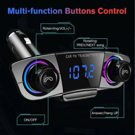 FM Transmitter M20 Με Bluetooth 2 USB Οθόνη LCD 12-24 Volt Μαύρο 1 Τεμάχιο