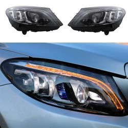 Μπροστινά Φανάρια Set Για Mercedes-Benz C-Class W205 14-18 Led Upgrade Σε Multibeam Full Led DRL Μαύρα Με Μοτέρ Carner