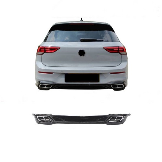 Diffuser Πίσω Προφυλακτήρα Για VW Golf VIII (8) 2019+ R-Line Look Με Διακοσμητικές Απολήξεις Για Life Style & Impression Έκδοση Προφυλακτήρα Γυαλιστερό Μαύρο Από Abs Πλαστικό