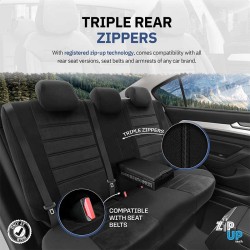 Καλύμματα Αυτοκινήτου Otom Comfortline City Design Universal Sued / Rachel / Δερματίνη Σετ Εμπρός / Πίσω 11 Τεμαχίων Με Ενσωματωμένα Προσκέφαλα Μαύρο CMF-209CTY