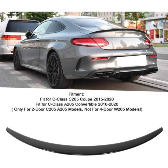 Αεροτομή Πορτ Παγκάζ Για Mercedes-Benz C-Class C205 Coupe 14-21 Amg look Lipspoiler Από Abs Πλαστικό Μαύρη Γυαλιστερή