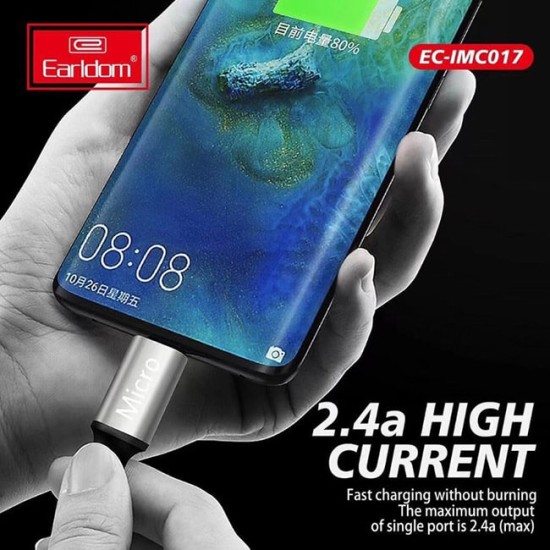 Καλώδιο Φόρτισης Και Μεταφοράς Δεδομένων USB Earldom EC-IMC017 3 In 1 Carbon 1.2m 1 Τεμάχιο