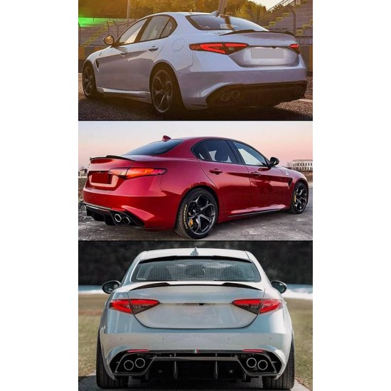 Αεροτομή Πορτ Παγκάζ Για Alfa Romeo Giulia 2018+ Quadrifoglio Look V2 Style Μαύρο Γυαλιστερό Από Abs Πλαστικό