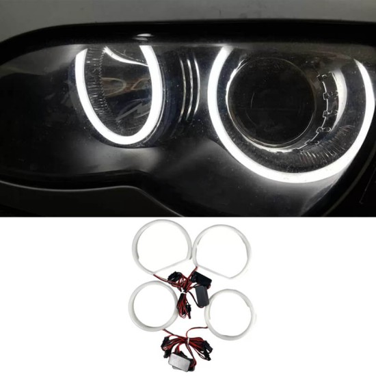 Angel Eyes LED Kit Για Bmw X3 E83 03-10 2x131mm & 2x106mm Λευκά Ματ 4 Τεμάχια