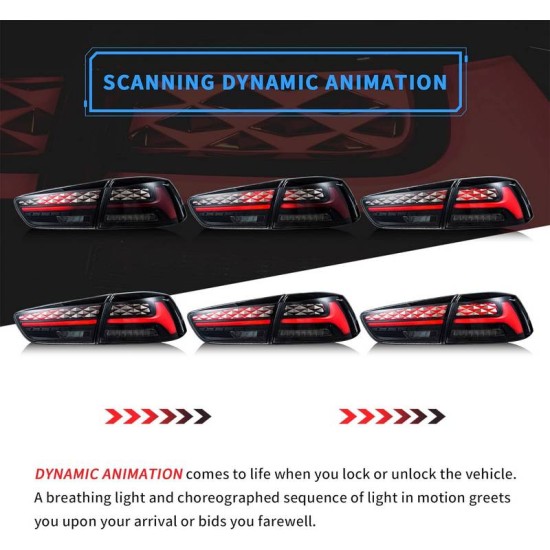 Πισινά Φανάρια Set Για Mitsubishi Lancer X 08-17 Led Bar Μαύρα VLAND