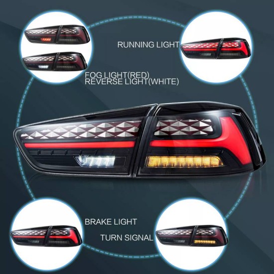 Πισινά Φανάρια Set Για Mitsubishi Lancer X 08-17 Led Bar Μαύρα VLAND