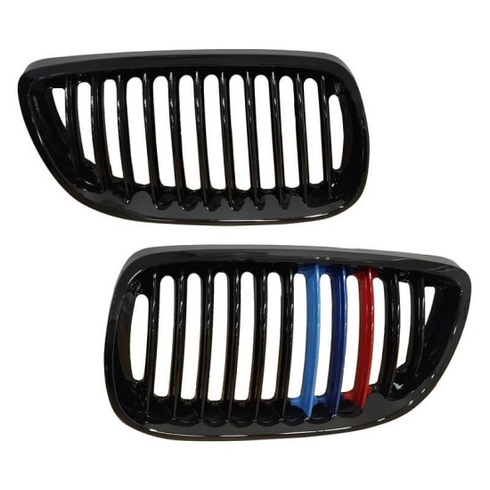 Καρδιές Μάσκας Για Bmw 3 Ε92 /Ε93 06-11 Tri-color Με Μονή Γρίλια  Μαύρο Γυαλιστερό 2 Τεμάχια