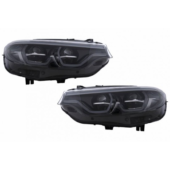 Μπροστινά Φανάρια Set Για Bmw 4 F32 F33 F36 (2013-2019) Conversion Από HID Σε LED Angel Eyes Μαύρα
