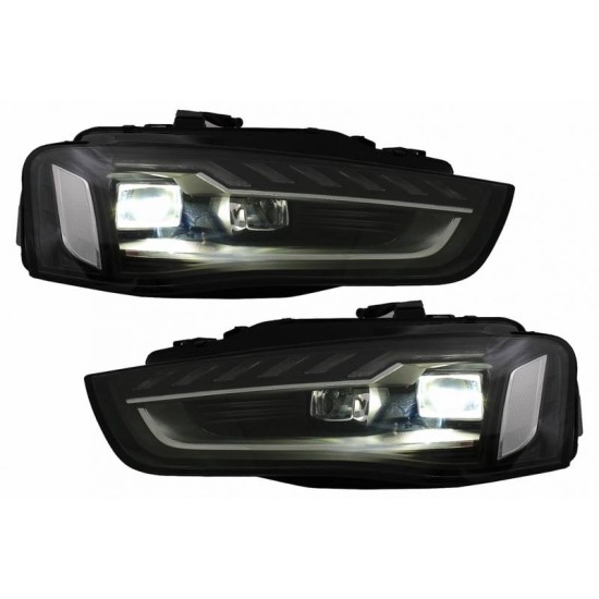 Μπροστινά Φανάρια Set Για Audi A4 B8.5 Facelift (2012-2015) Μαύρα A4 B9.5 Design OEM Xenon Upgrade Σε Full Led & Dynamic Led Φλας Carner