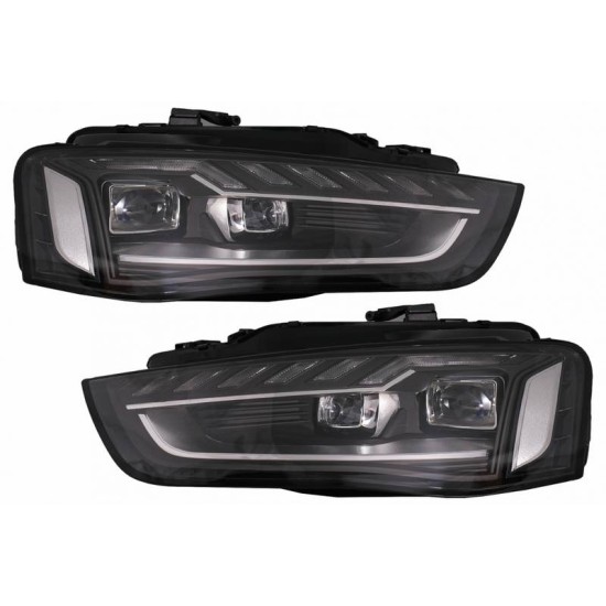 Μπροστινά Φανάρια Set Για Audi A4 B8.5 Facelift (2012-2015) Μαύρα A4 B9.5 Design OEM Xenon Upgrade Σε Full Led & Dynamic Led Φλας Carner