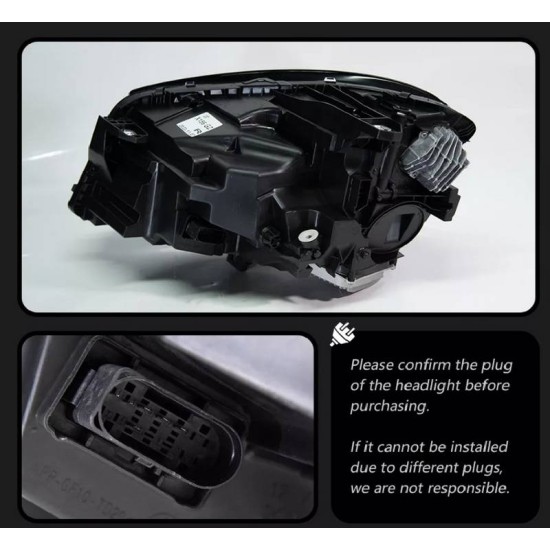 Μπροστινά Φανάρια Set Για Mercedes-Benz GLA X156 14-17 Upgrade Σε Facelift Look Μαύρα Full Led DRL Με Μοτέρ Carner