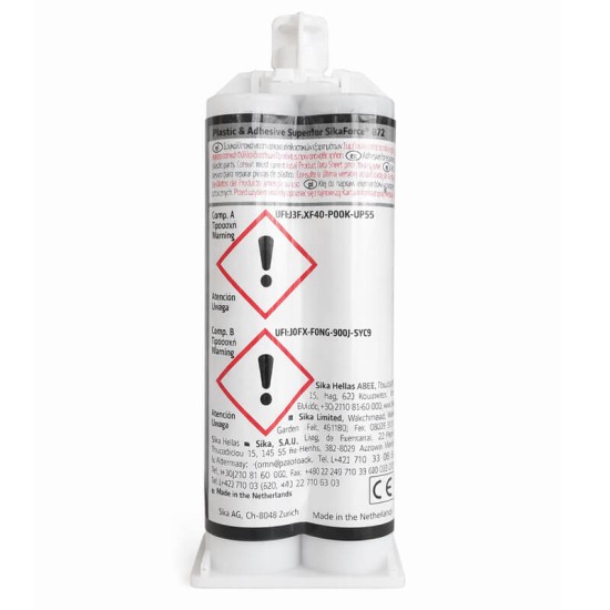 Κόλλα Επισκευής Πλαστικών Sika Sikaforce-302 Με 3 Μύτες 50ml Μαύρη 761322